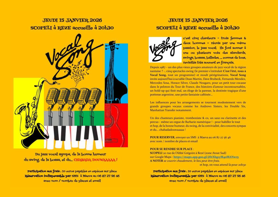 Scopeli Rezé accueille VOCAL SONG